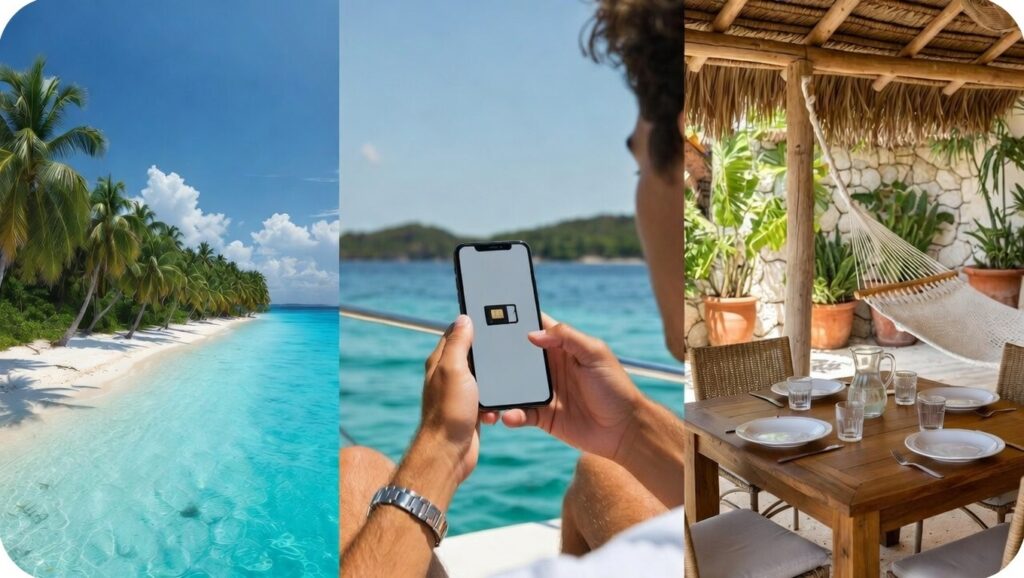 Phone displaying eSIM activation screen for travel data